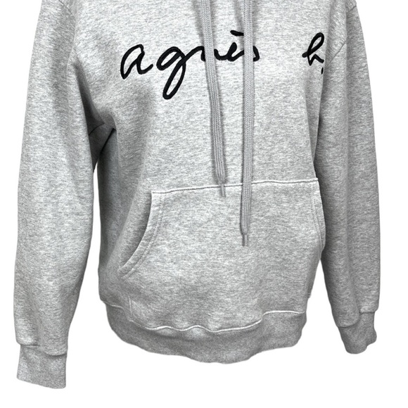 Agnes B. Womens / Men’s VINTAGE Embroidered Logo Hoodie. Grey. Medium. #709 - Picture 3 of 7